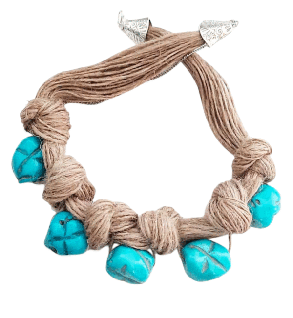 Handcrafted Beaded Necklace with Twine