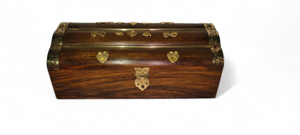 Handmade Sheesham Wood Jewelry Box with Metal Inlay